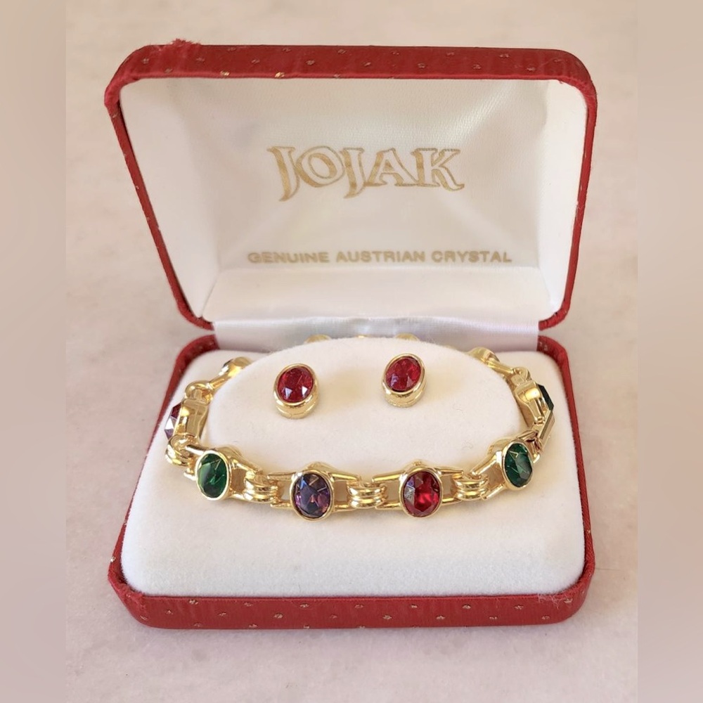 Vintage Jojak Multi-Colored Bracelet & Stud Earrings Set